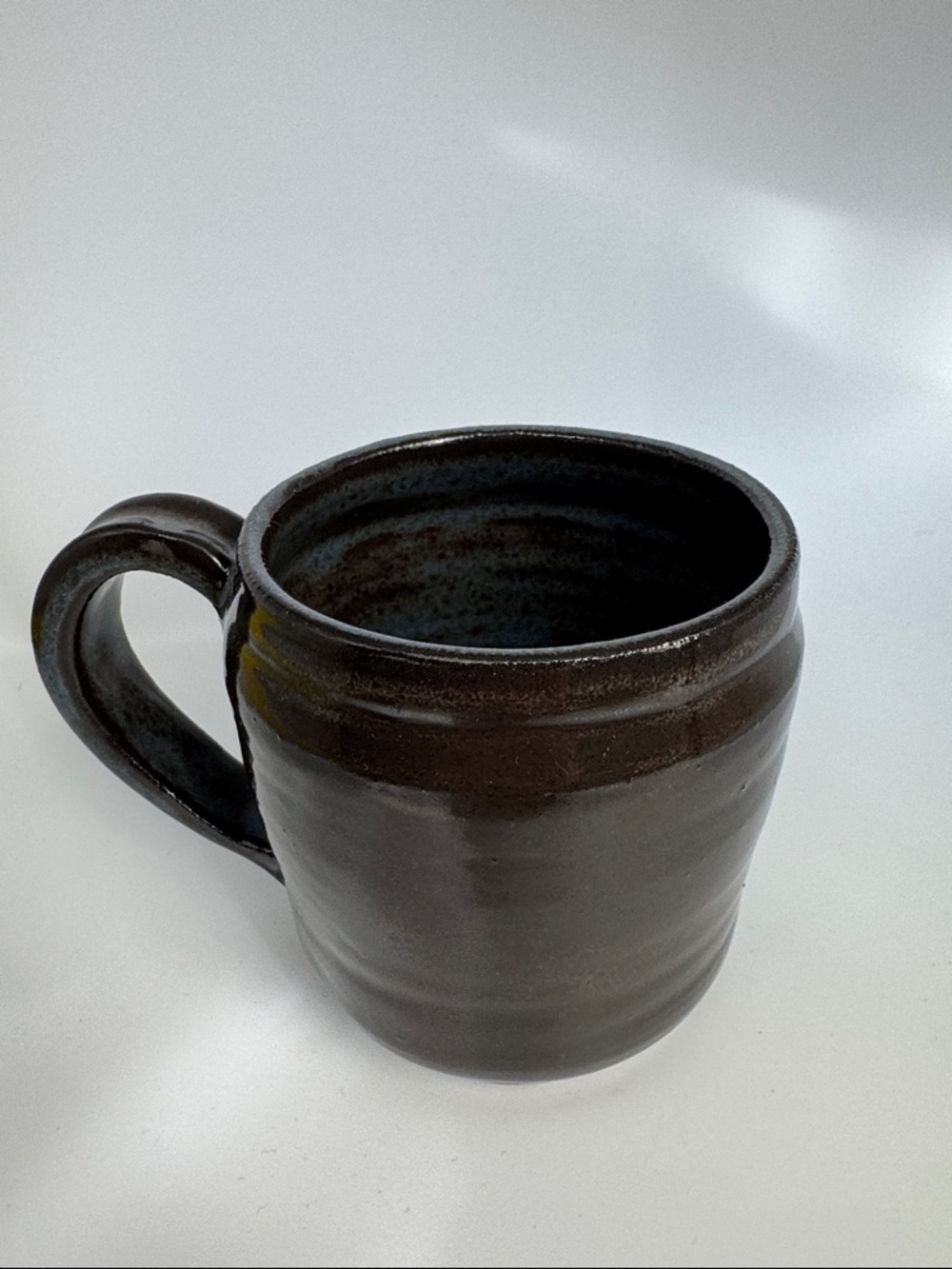 Handmade chocolate Brown Ceramic Mug with blue brown interior